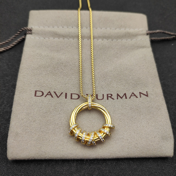 None Jewelry - David Yurman Gold Spinning Bead Diamond Necklace
